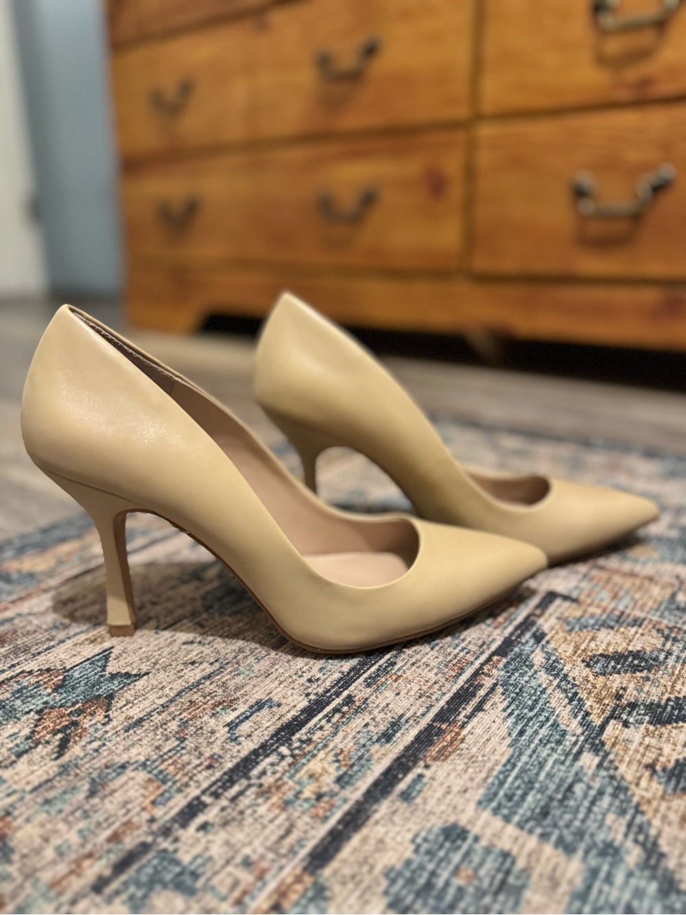 Charles David Pointed-Toe Pumps in Beige